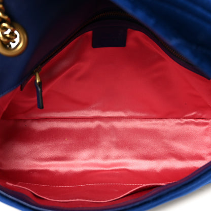 Gucci Velvet Matelasse Medium GG Marmont Shoulder Bag Cobalt Blue 5 of 11
