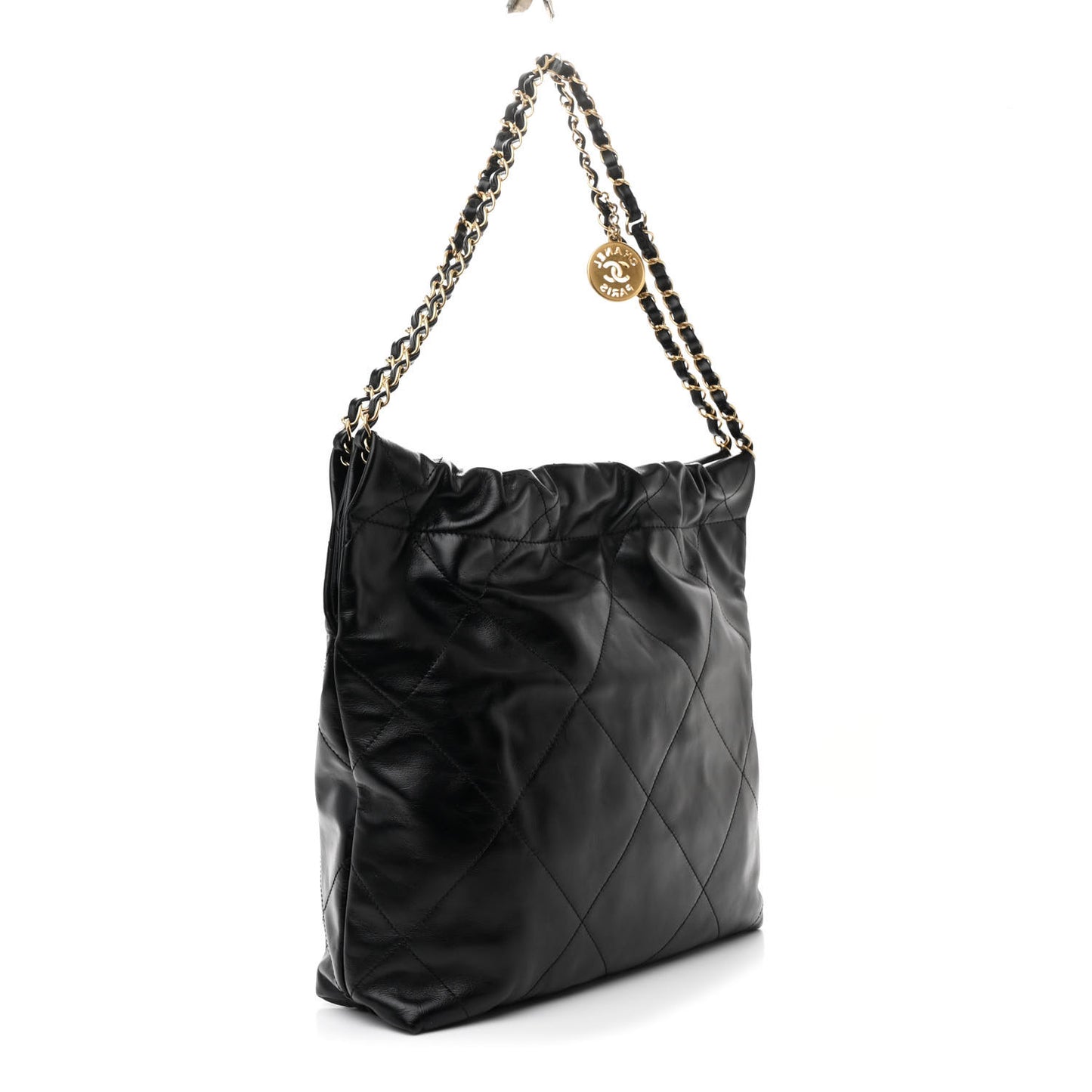 Shiny Calfskin Quilted Small Chanel 22 Black