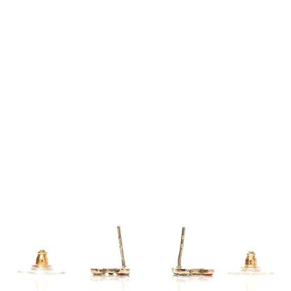 Chanel Metal Crystal CC Earrings Gold Multicolor 3 of 6