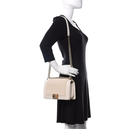 Chanel Shearling Sheepskin Medium Boy Flap White 2 of 9