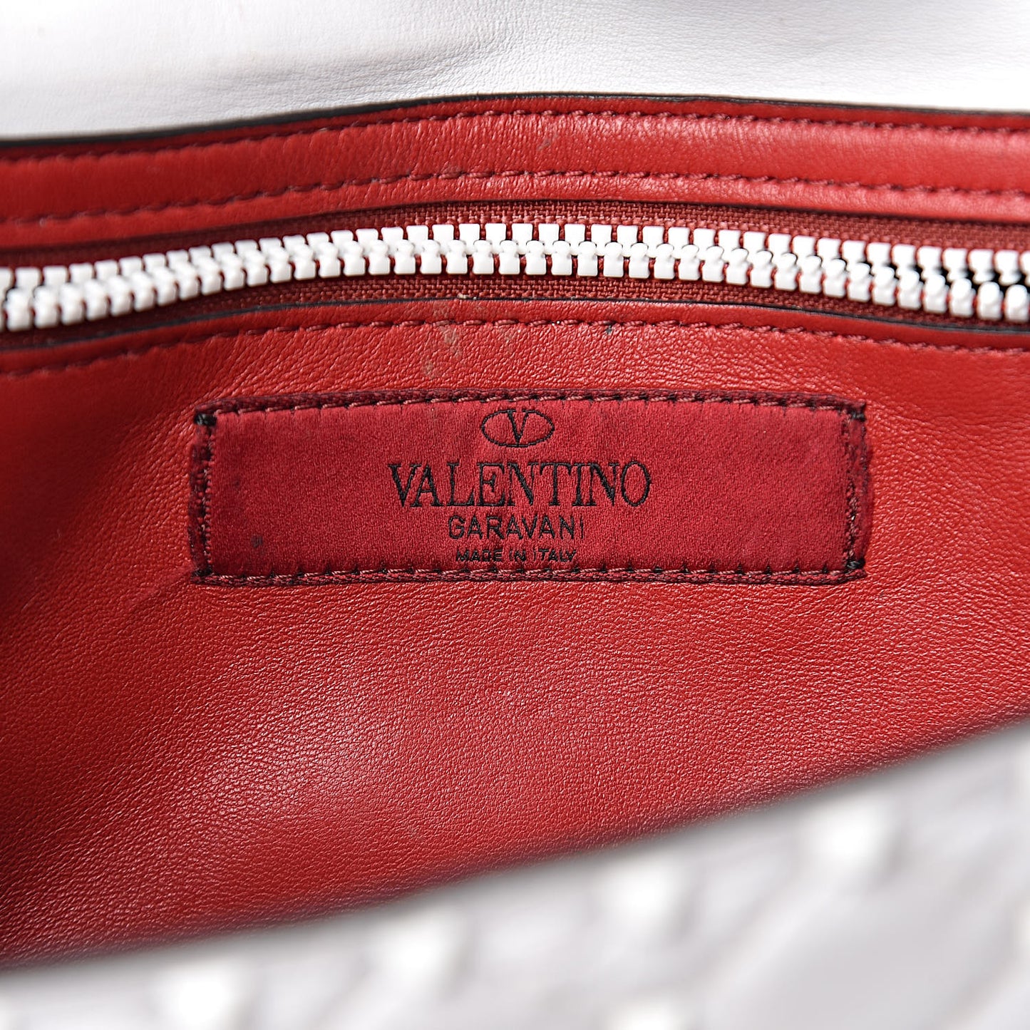 Lambskin Free Rockstud Spike Wallet on Chain Optic White