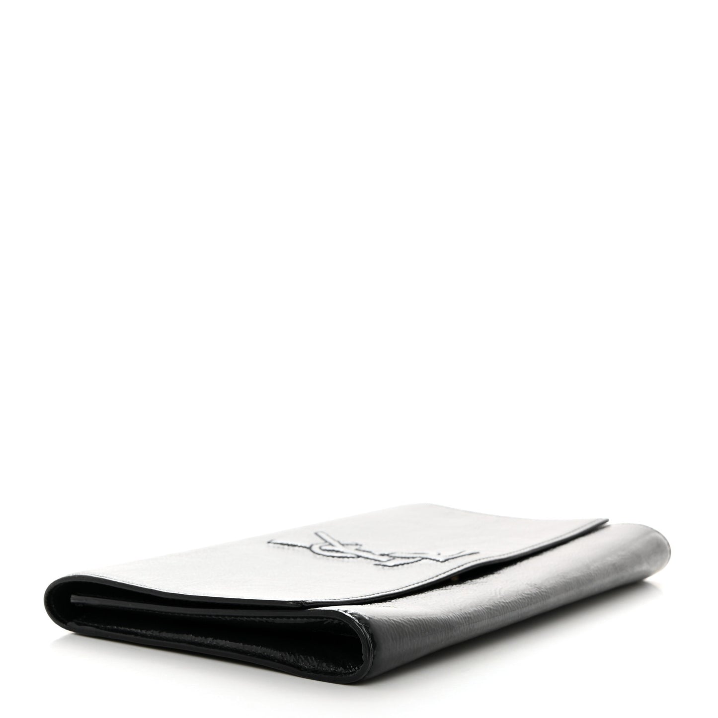 Textured Patent Monogram Large Belle De Jour Clutch Black