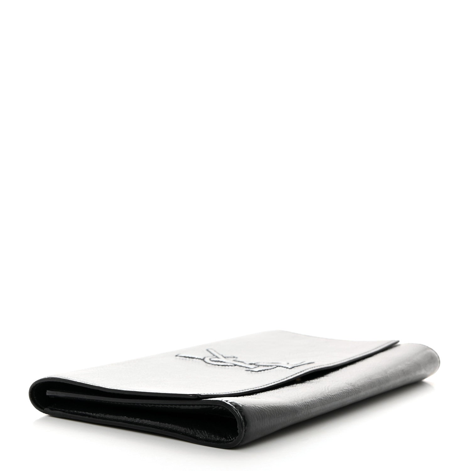 Saint Laurent Textured Patent Monogram Large Belle De Jour Clutch Black 4 of 7