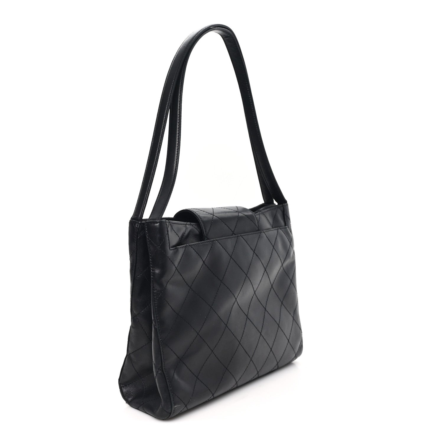 Chanel Lambskin Quilted CC Flap Shoulder Bag Black 1813108