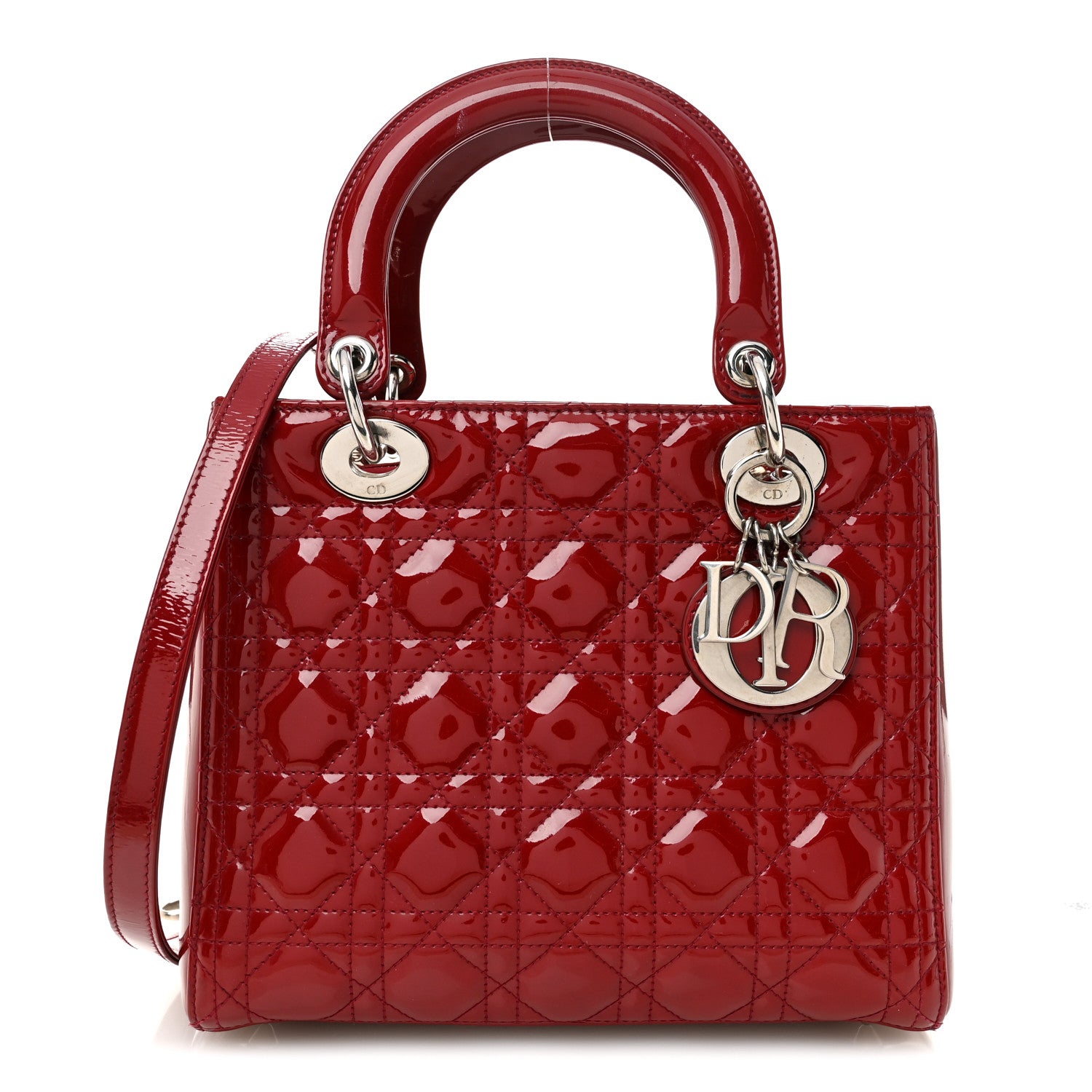 Christian Dior Patent Cannage Medium Lady Dior Red 1 of 11