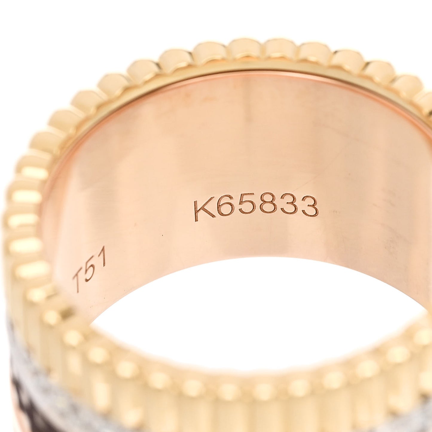 18K Pink Yellow White Gold Diamond PVD Large Quatre Classique Ring 51 5.75