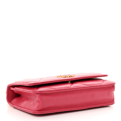 Chanel Lambskin Quilted Chanel 19 Wallet On Chain WOC Dark Pink 4 of 12