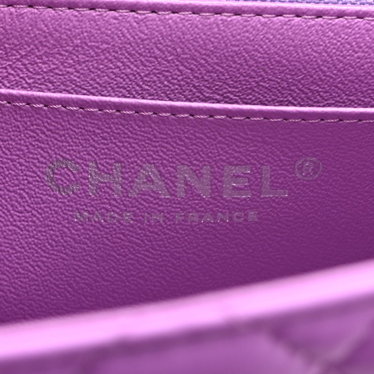 Lambskin Quilted Mini Square Flap Purple