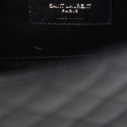 Saint Laurent Grain De Poudre Textured Mixed Matelasse Triquilt Medium Monogram Satchel Black 8 of 12