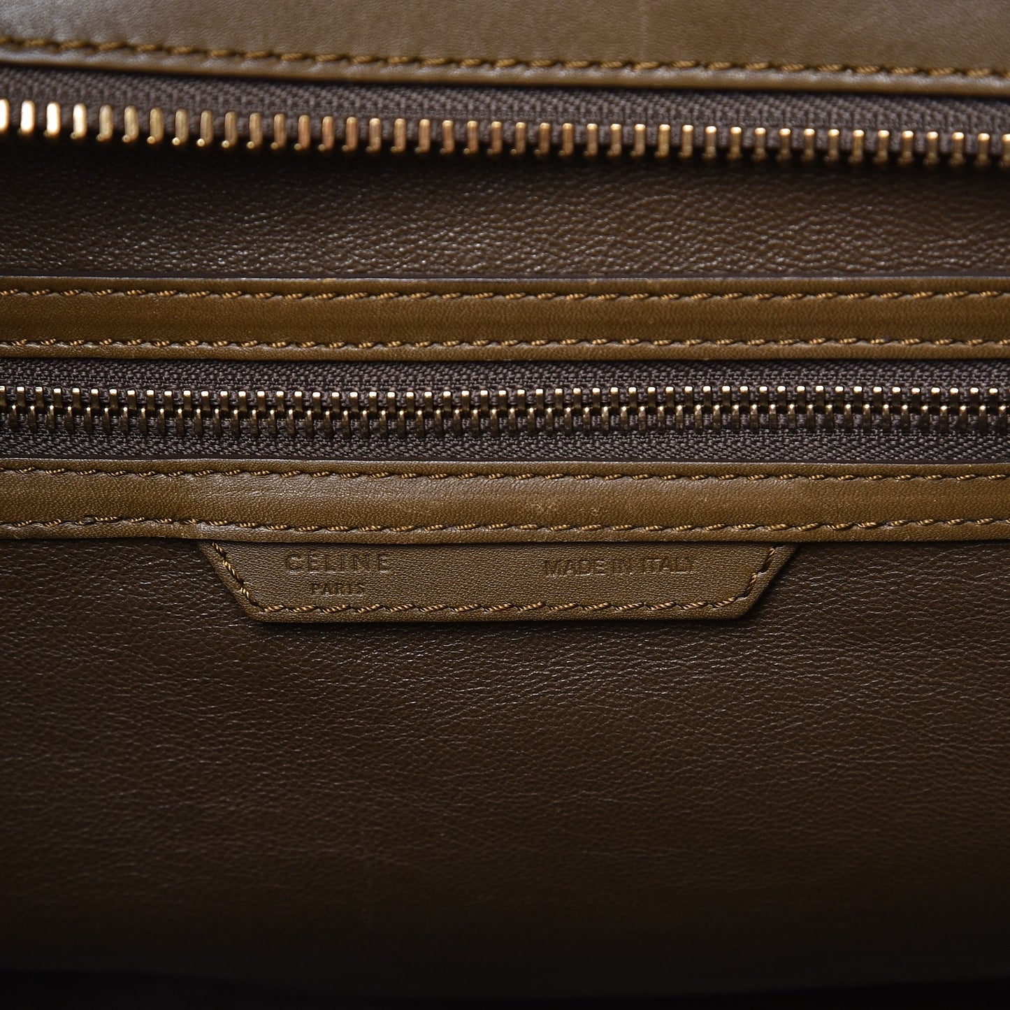 Calfskin Linen Mini Tri-Color Luggage Khaki