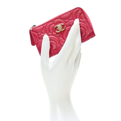 Chanel Caviar Camellia Embossed Key Holder Case Fuchsia 2 of 7