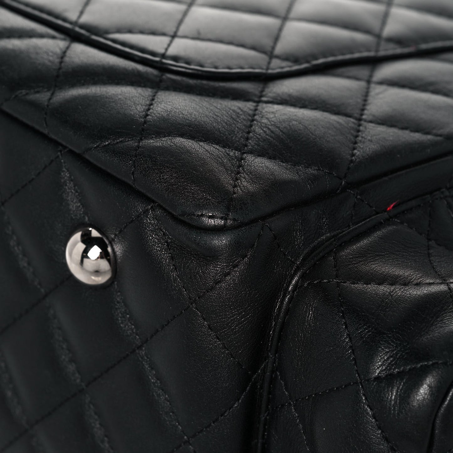 Calfskin Quilted Large Cambon Multipocket Reporter Black White