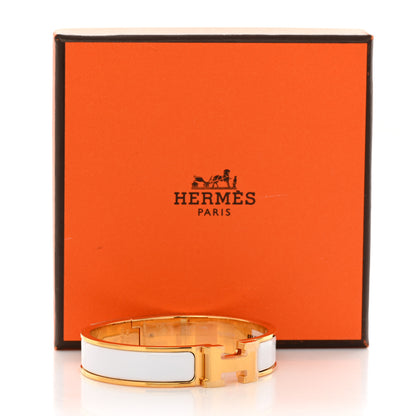 Hermes Enamel Narrow Clic Clac H Bracelet GM White 5 of 5