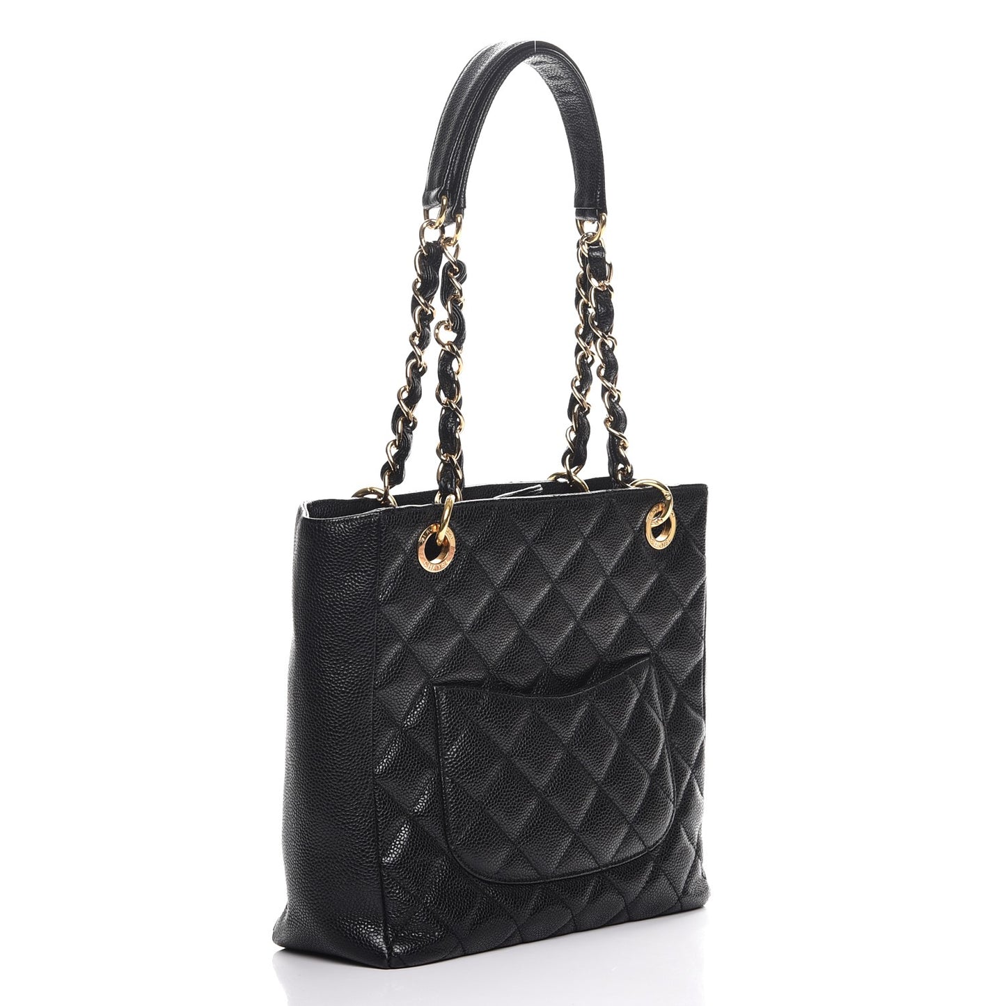 Caviar Quilted Petit Shopping Tote PST Black