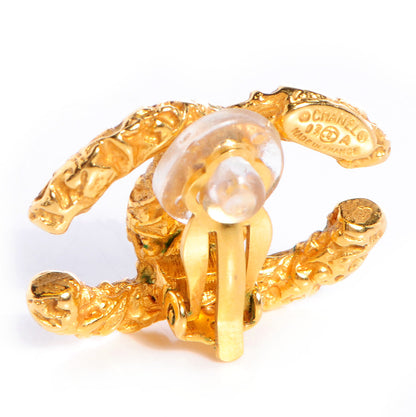 Chanel Textured CC Clip On Earrings Gold 4 of 4