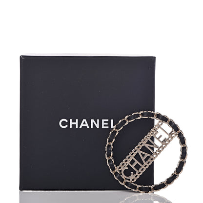 Chanel Lambskin Chain Logo Brooch Black Gold 5 of 5
