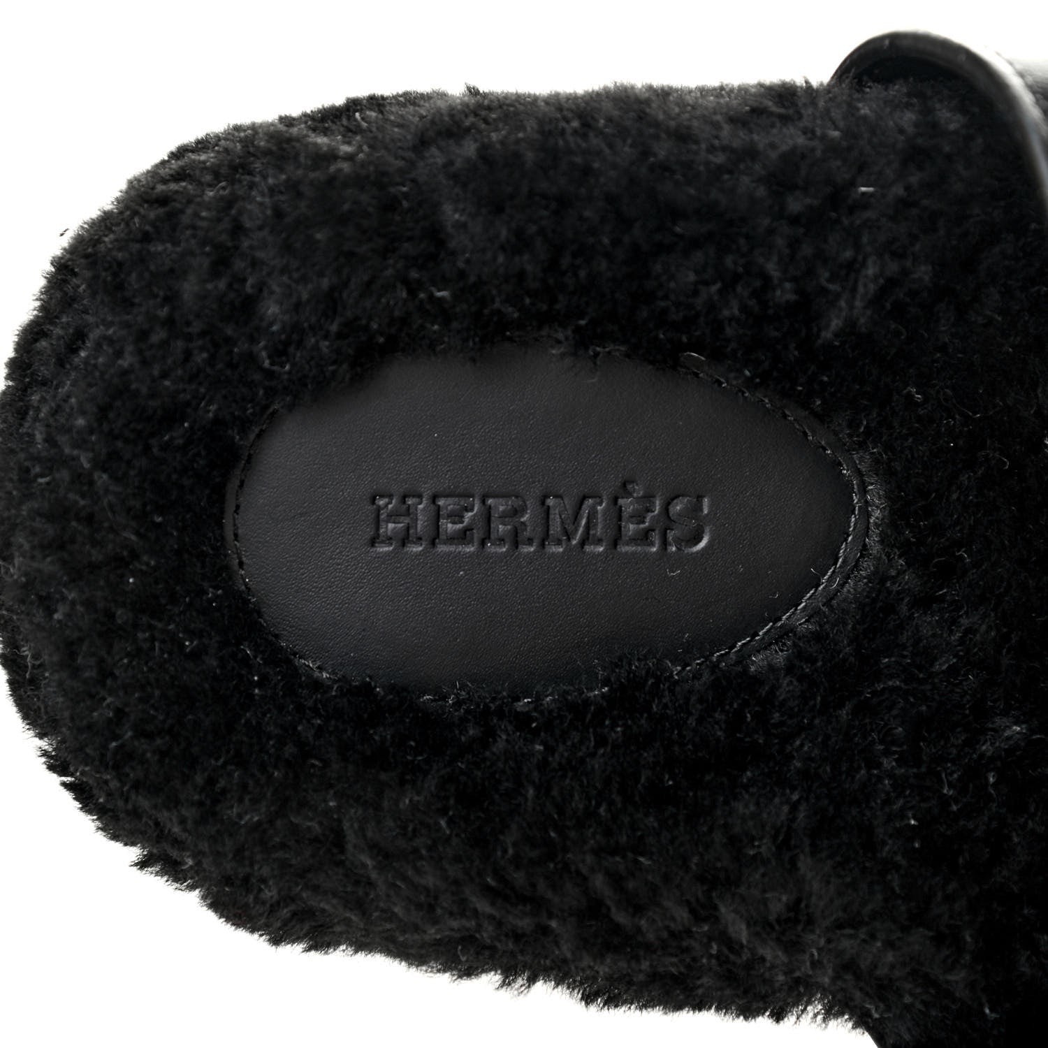 Hermes Calfskin Woolskin Womens Chypre Sandals 39 Black 6 of 8