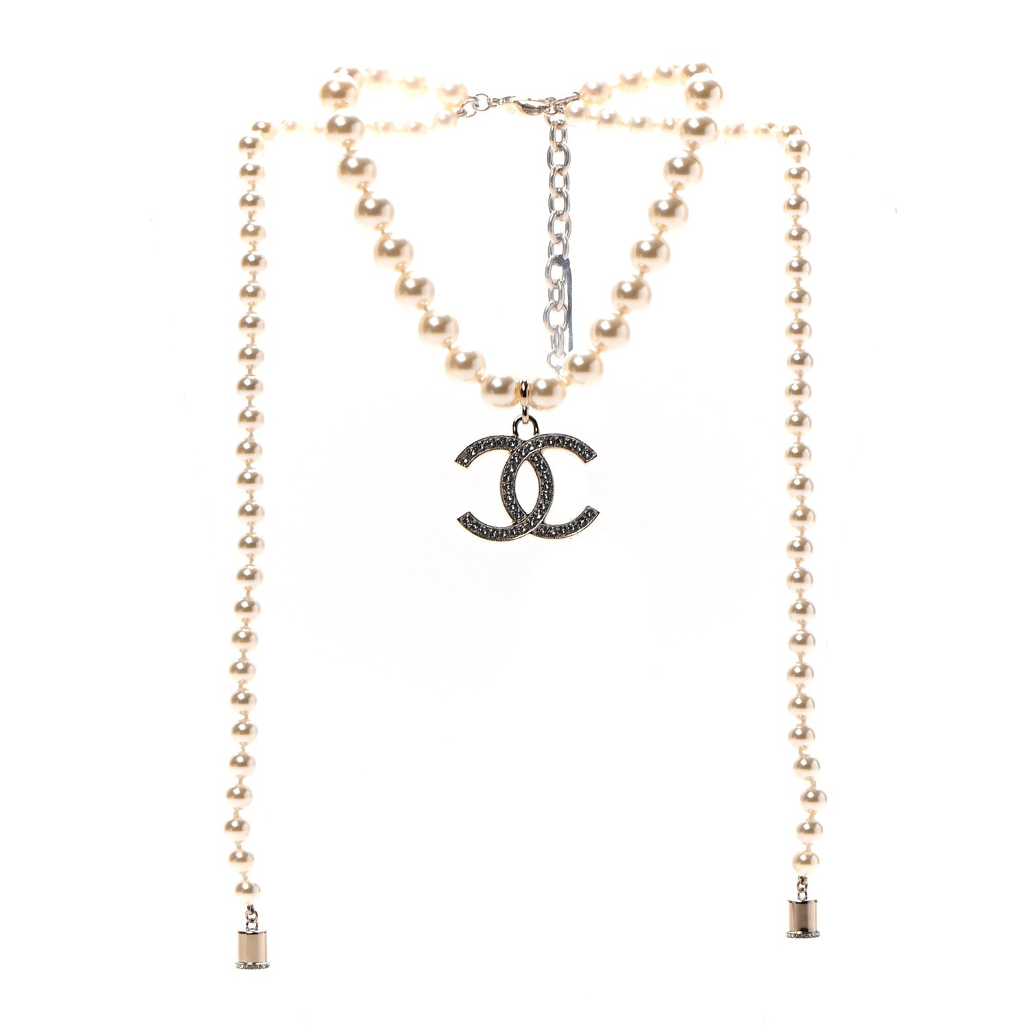 Chanel Pearl Crystal CC Airpods Necklace Gold 3 of 5