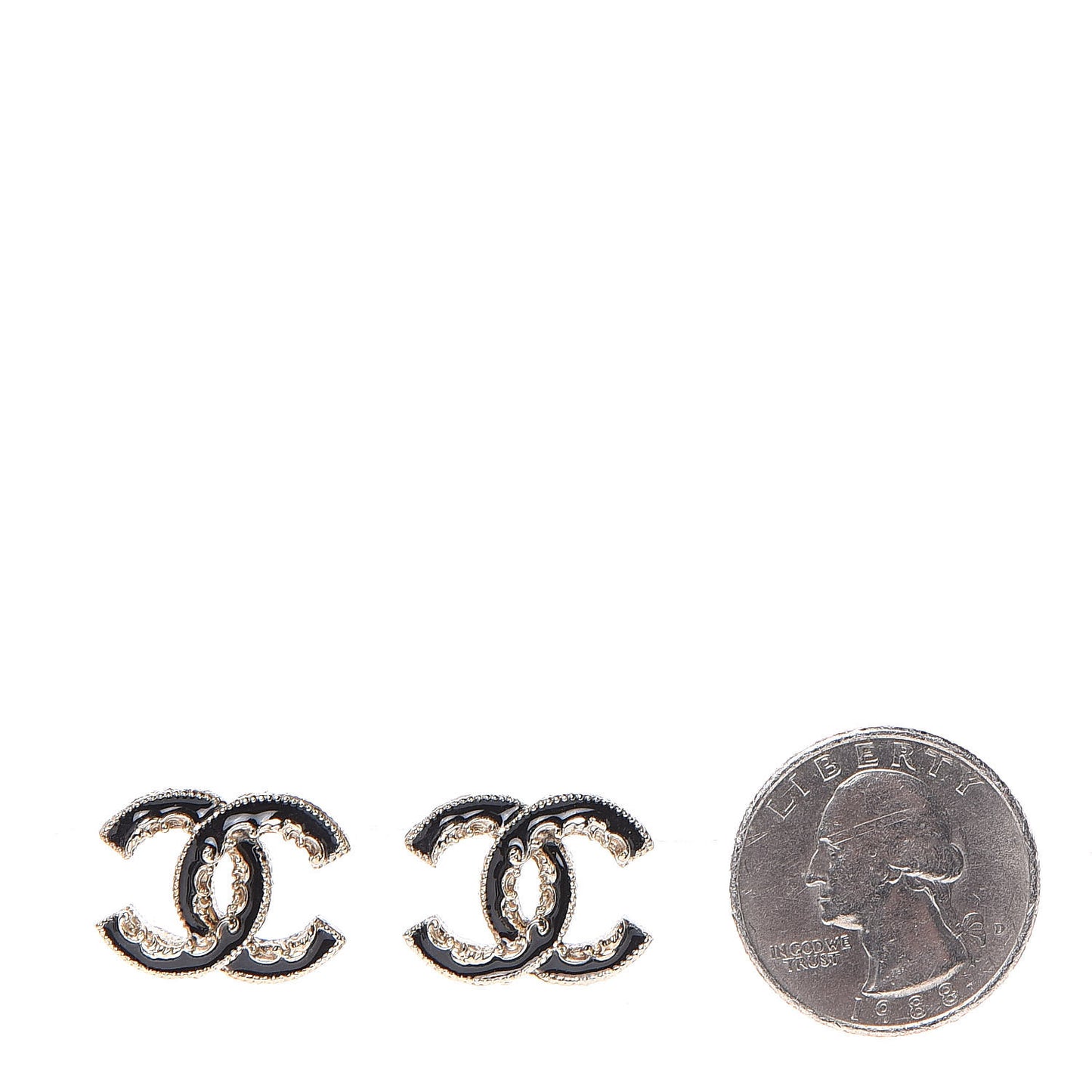 Enamel CC Baroque Earrings Black Gold
