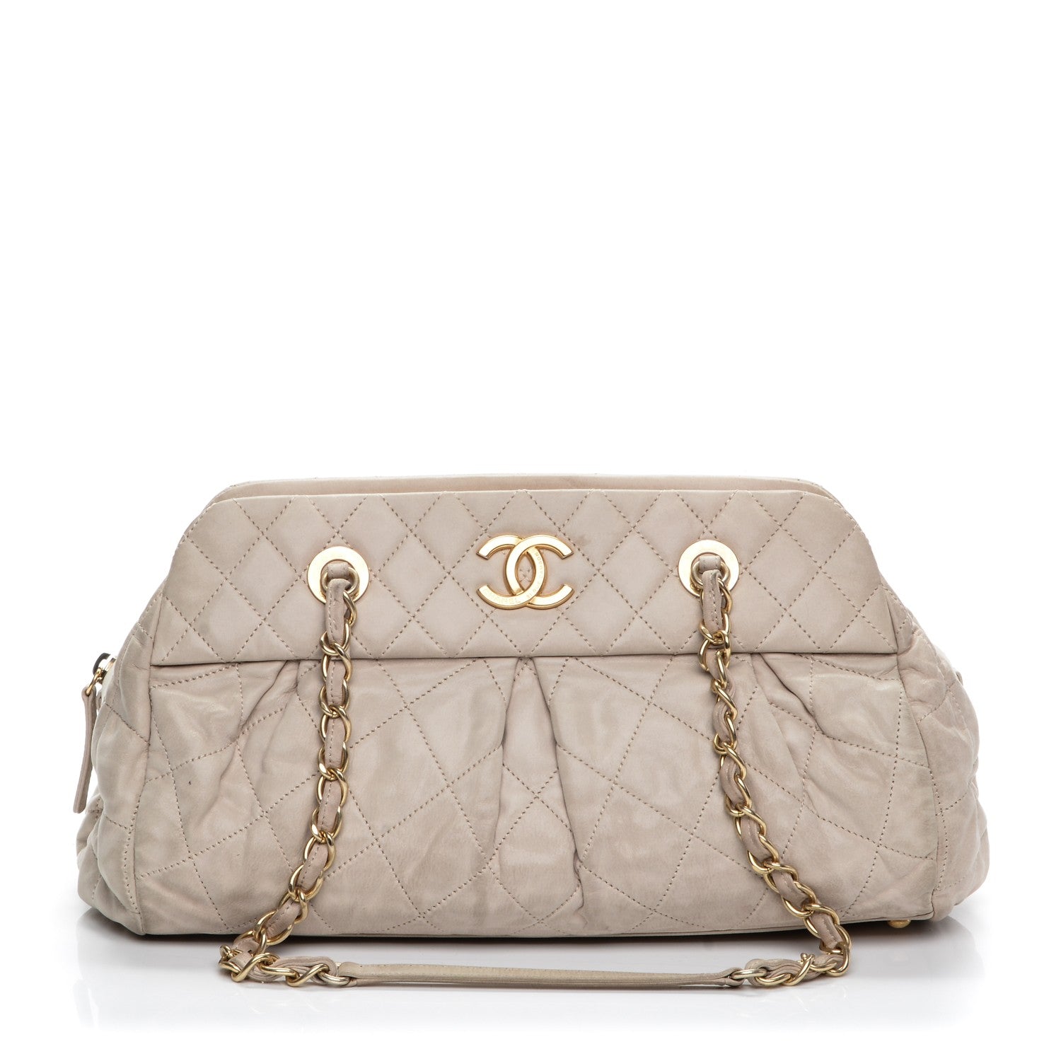 Chanel Iridescent Calfskin Chic Quilt Bowling Bag White 1 of 15