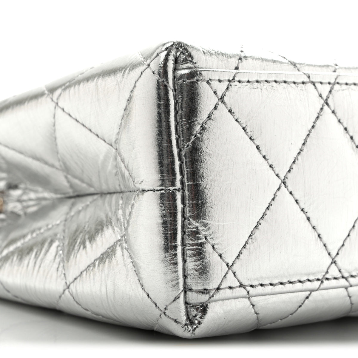 Chanel Metallic Aged Calfskin Quilted Nano Kelly Shopper Silvery 9 of 14