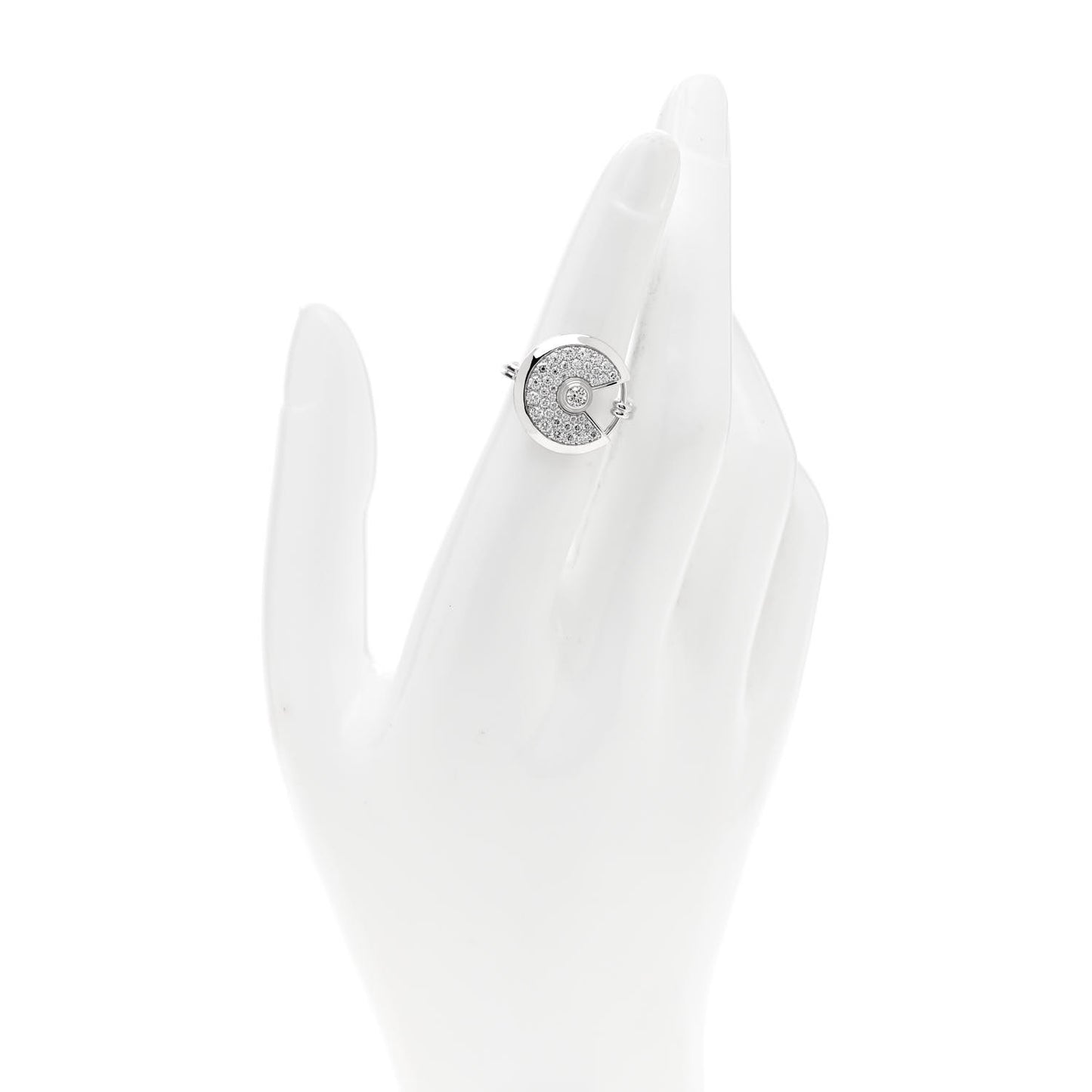 18K White Gold Diamond SM Amulette de Cartier Ring 52 6