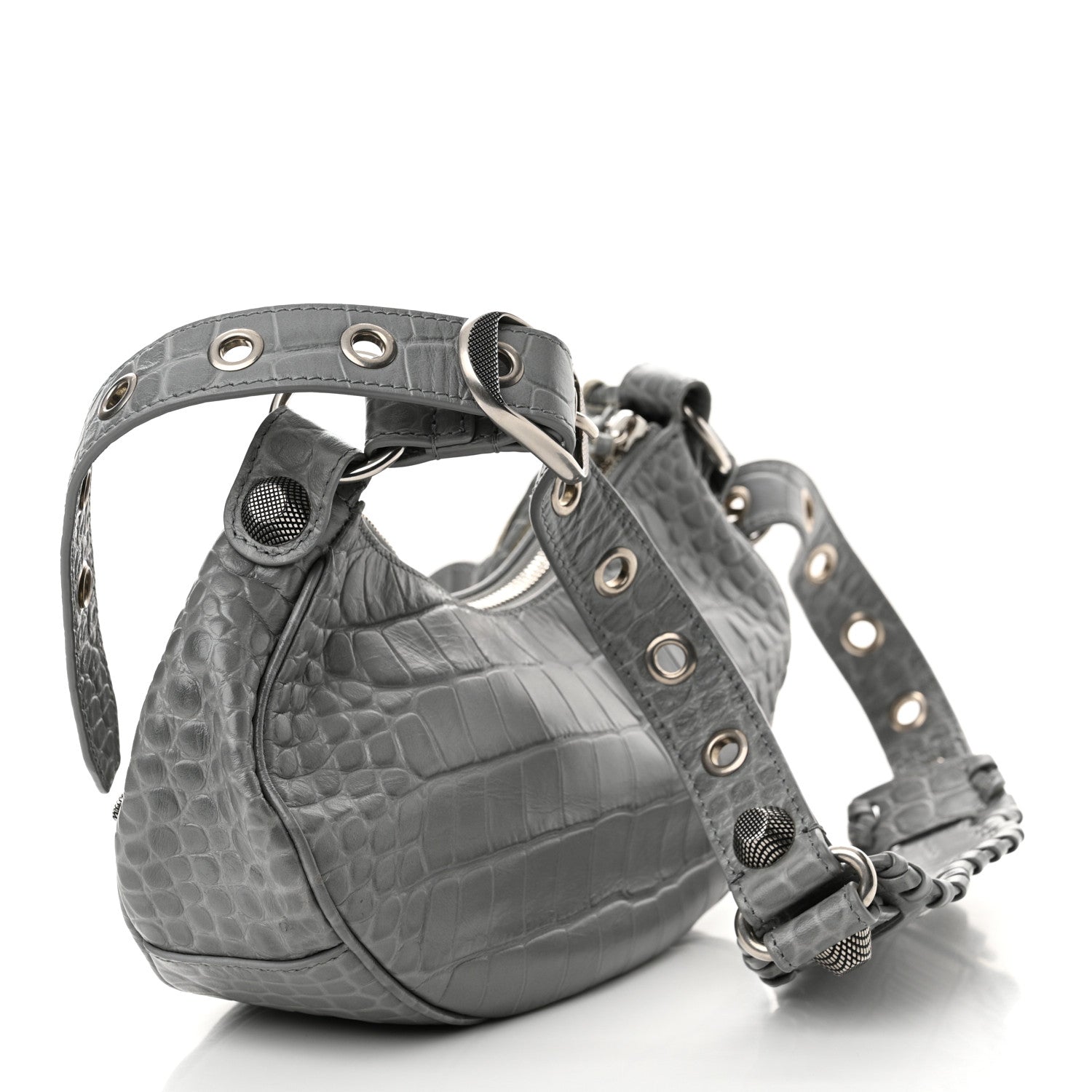 Balenciaga Extra Supple Calfskin Crocodile Embossed XS Le Cagole