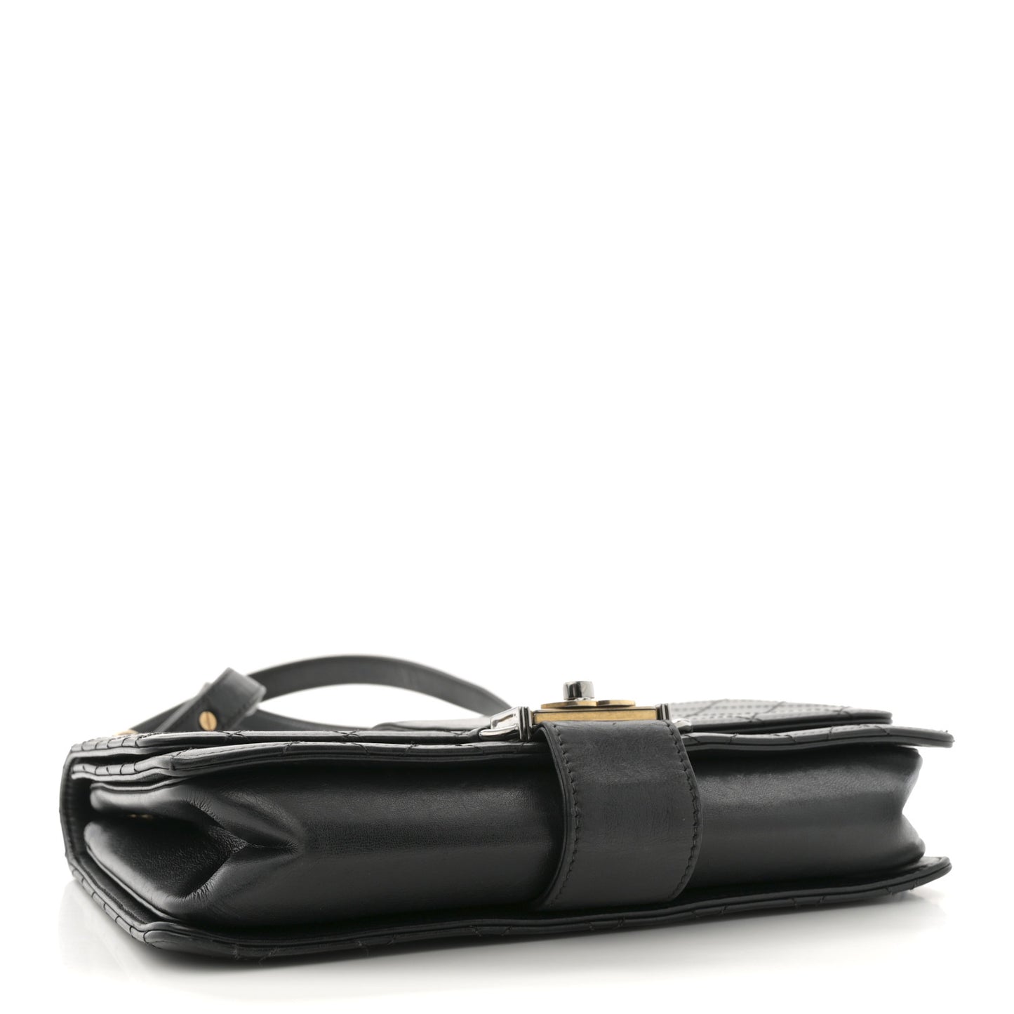 Calfskin Stitched Multi Chain Flap Bag Black
