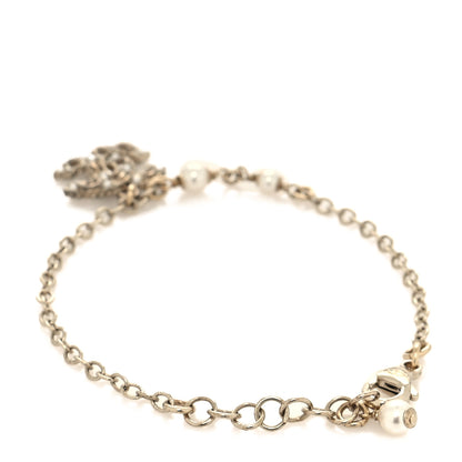Chanel Pearl Crystal CC Bracelet Light Gold 3 of 5