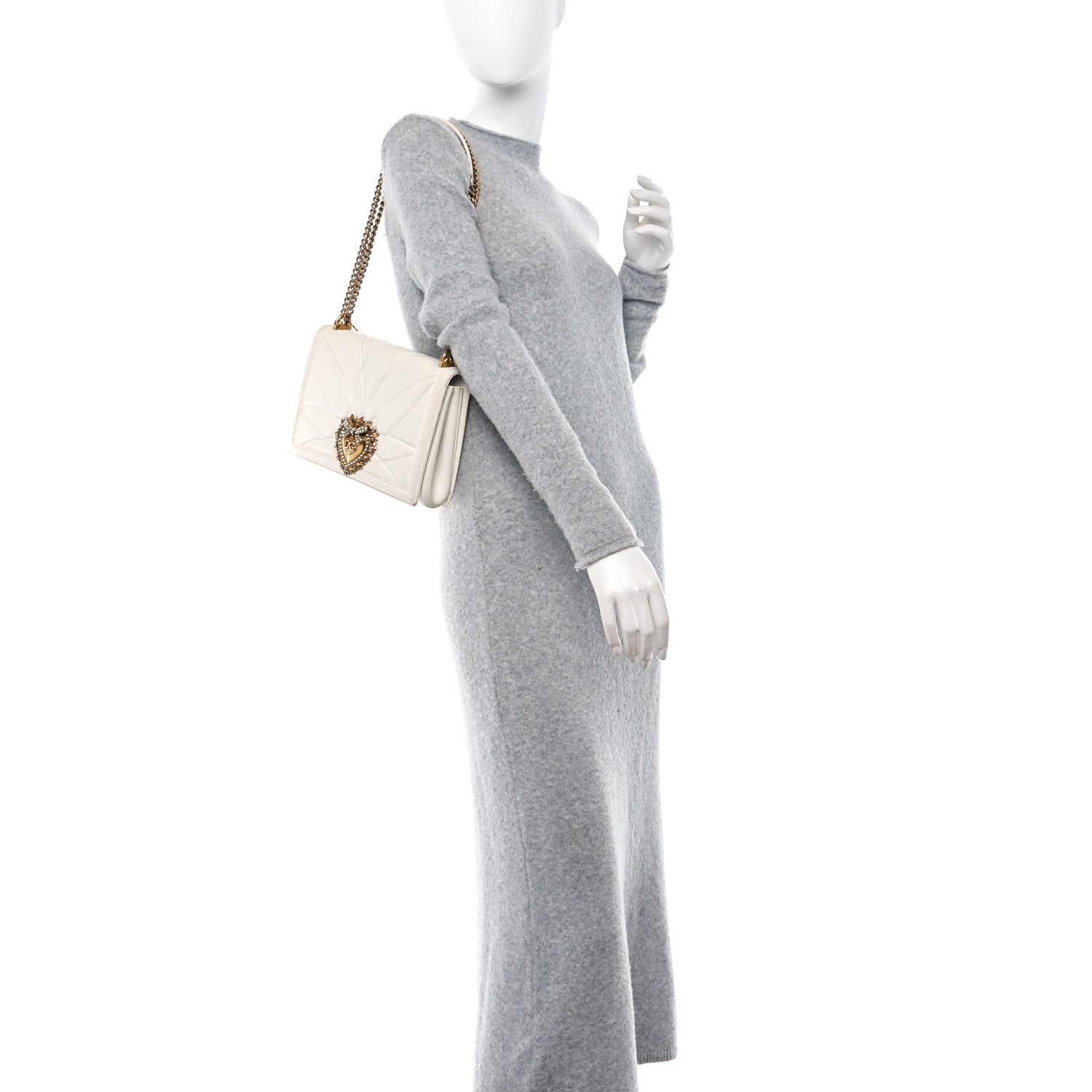 Dolce & Gabbana Calfskin Large Devotion Crossbody Bag White 2 of 12