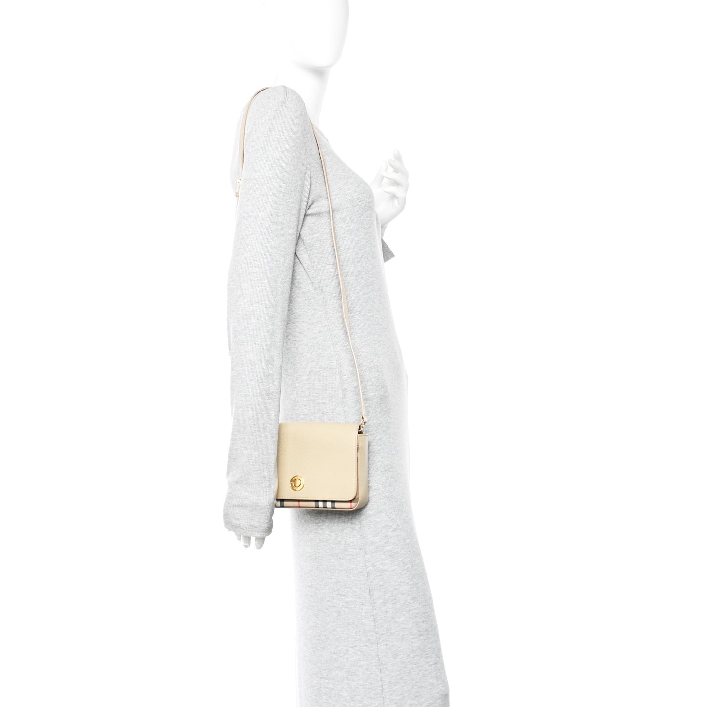 Grainy Calfskin Vintage Check Hampshire Crossbody Beige