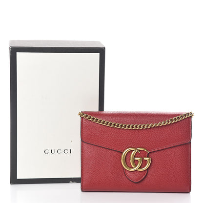 Gucci Calfskin GG Marmont Chain Wallet Vulcanic Red 10 of 10