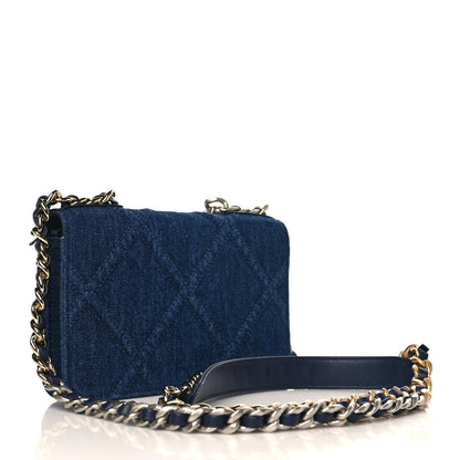 Chanel Denim Quilted Chanel 19 Wallet On Chain WOC Blue 3 of 10