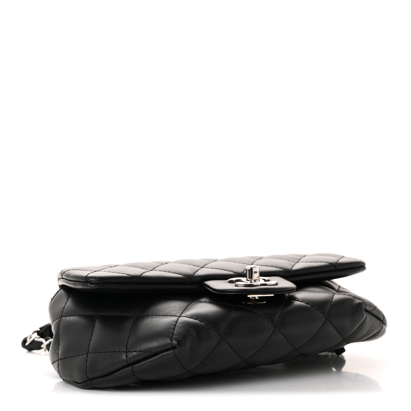 Calfskin Quilted CC Uniform Flap Belt Bag Black