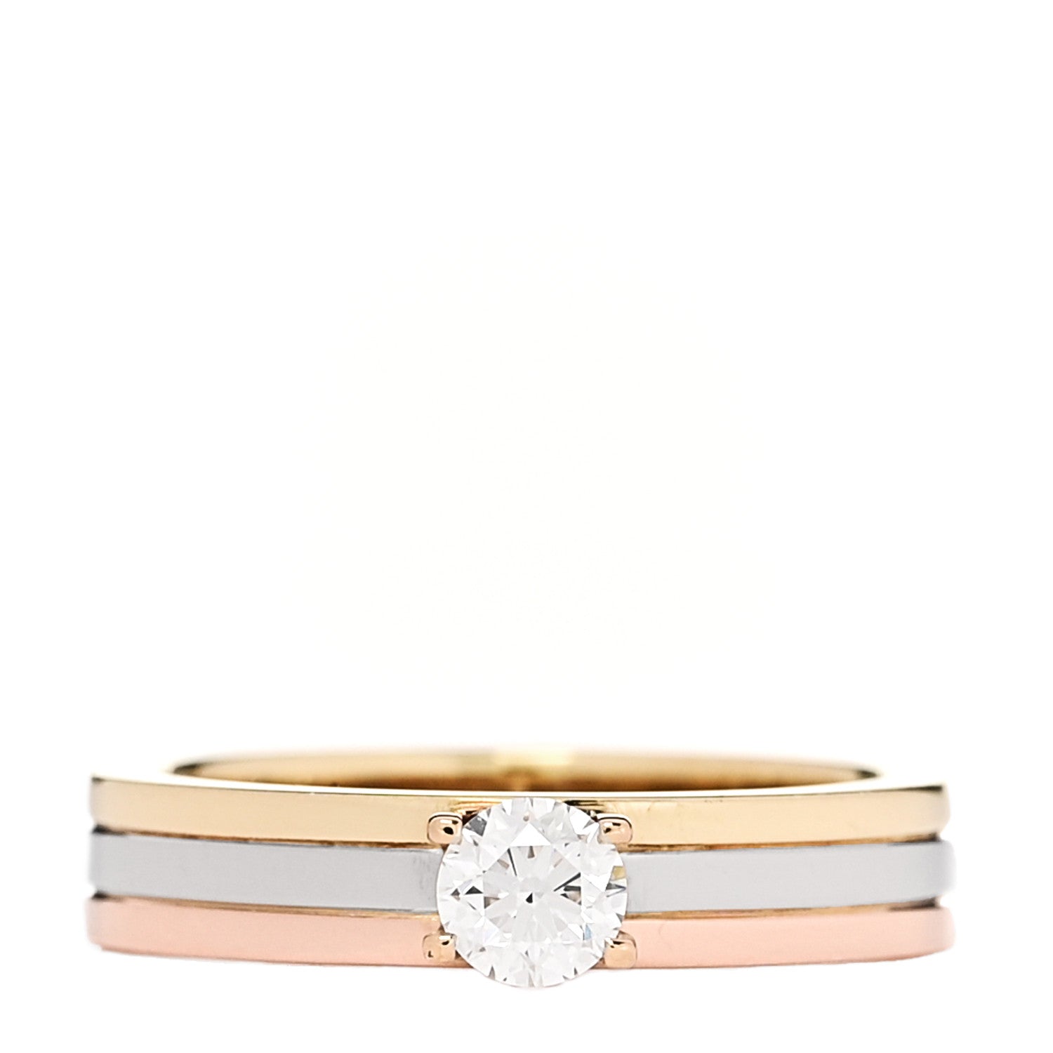 Cartier 18K Pink Yellow White Gold Diamond .23ct Solitaire Trinity Engagement Ring 48 4.5 1 of 5