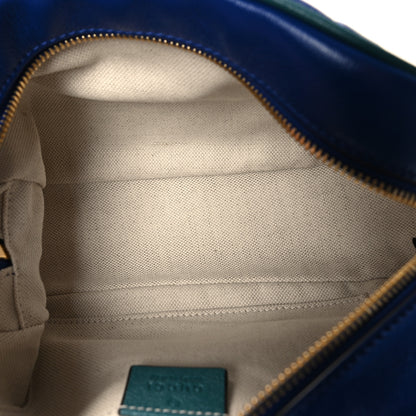 Gucci Azalea Calfskin Enamel Matelasse Diagonal Small Torchon GG Marmont Chain Shoulder Bag Imperial Blue Pavone 5 of 10