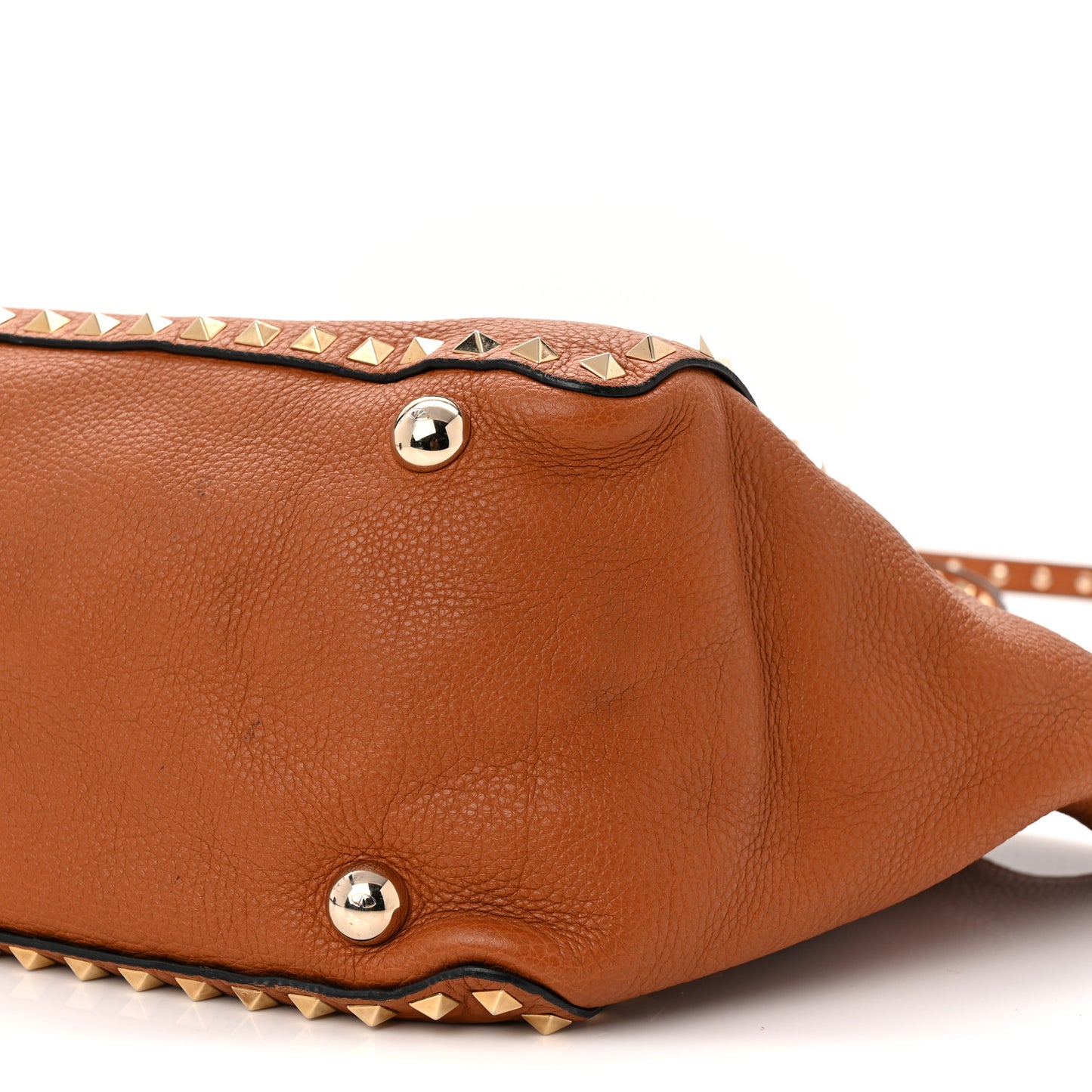 Pebbled Calfskin Medium Rockstud Tote Light Cuir