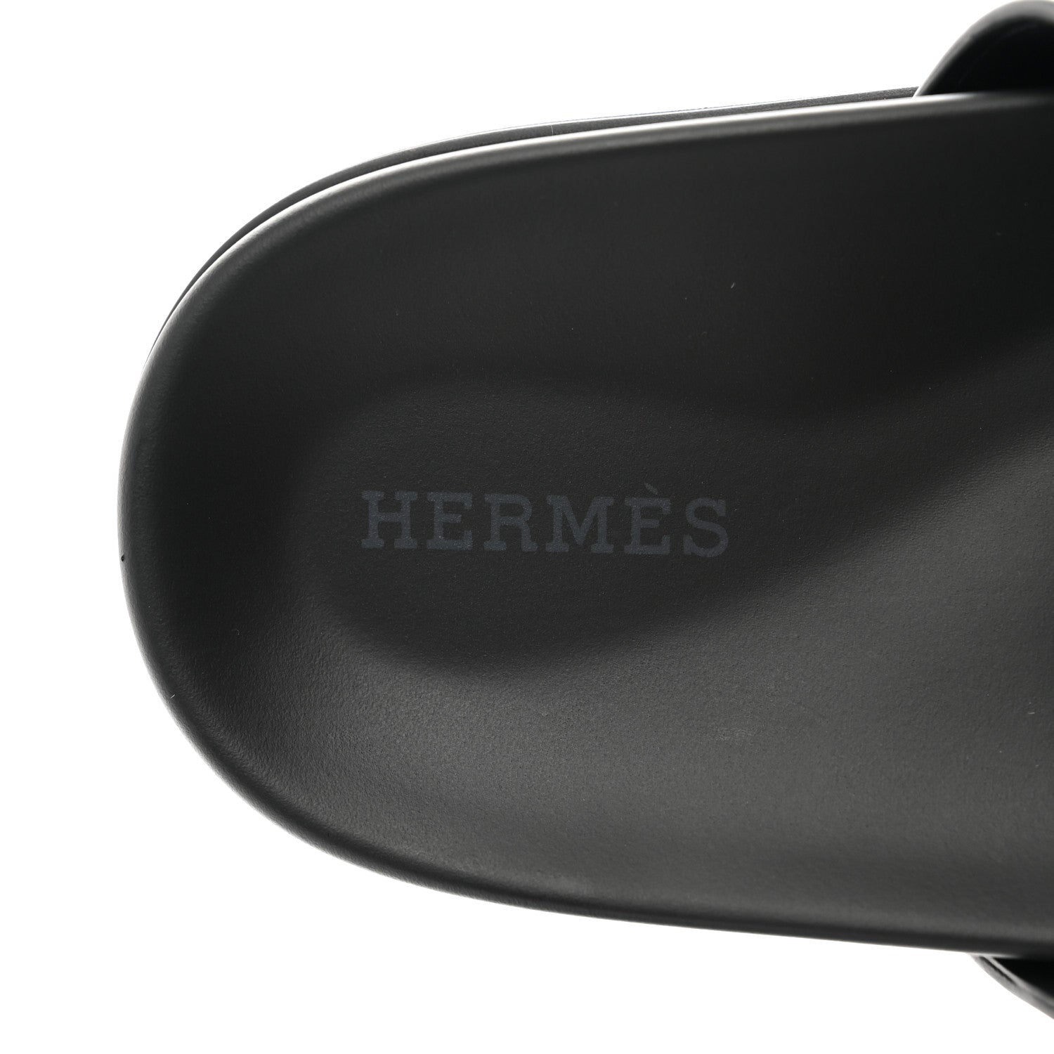 Hermes Calfskin Womens Chypre Sandals 37 Black 7 of 9