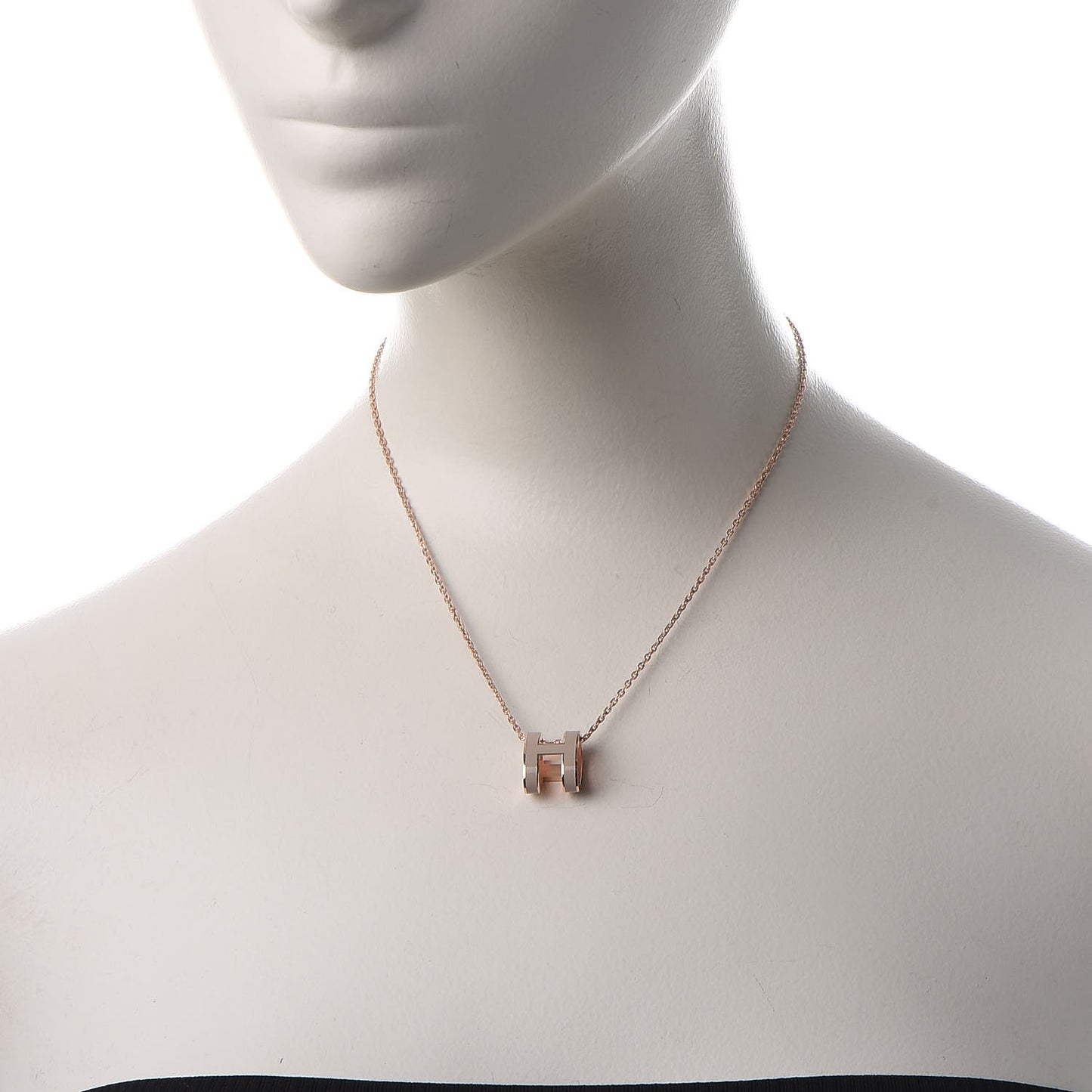 Lacquered Rose Gold Pop H Pendant Necklace White