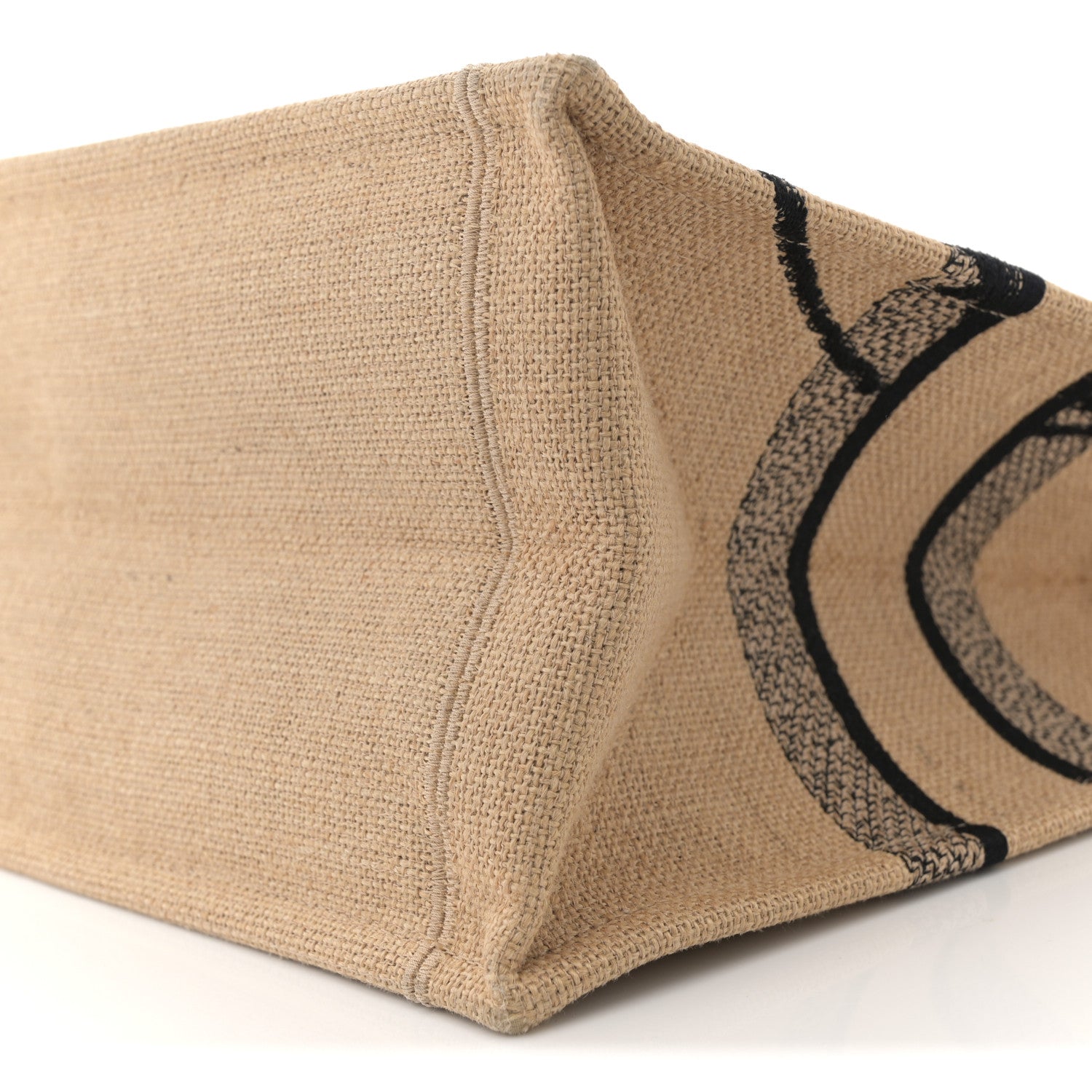 Christian Dior Canvas Jute Embroidered Medium Book Tote Black Beige 10 of 11