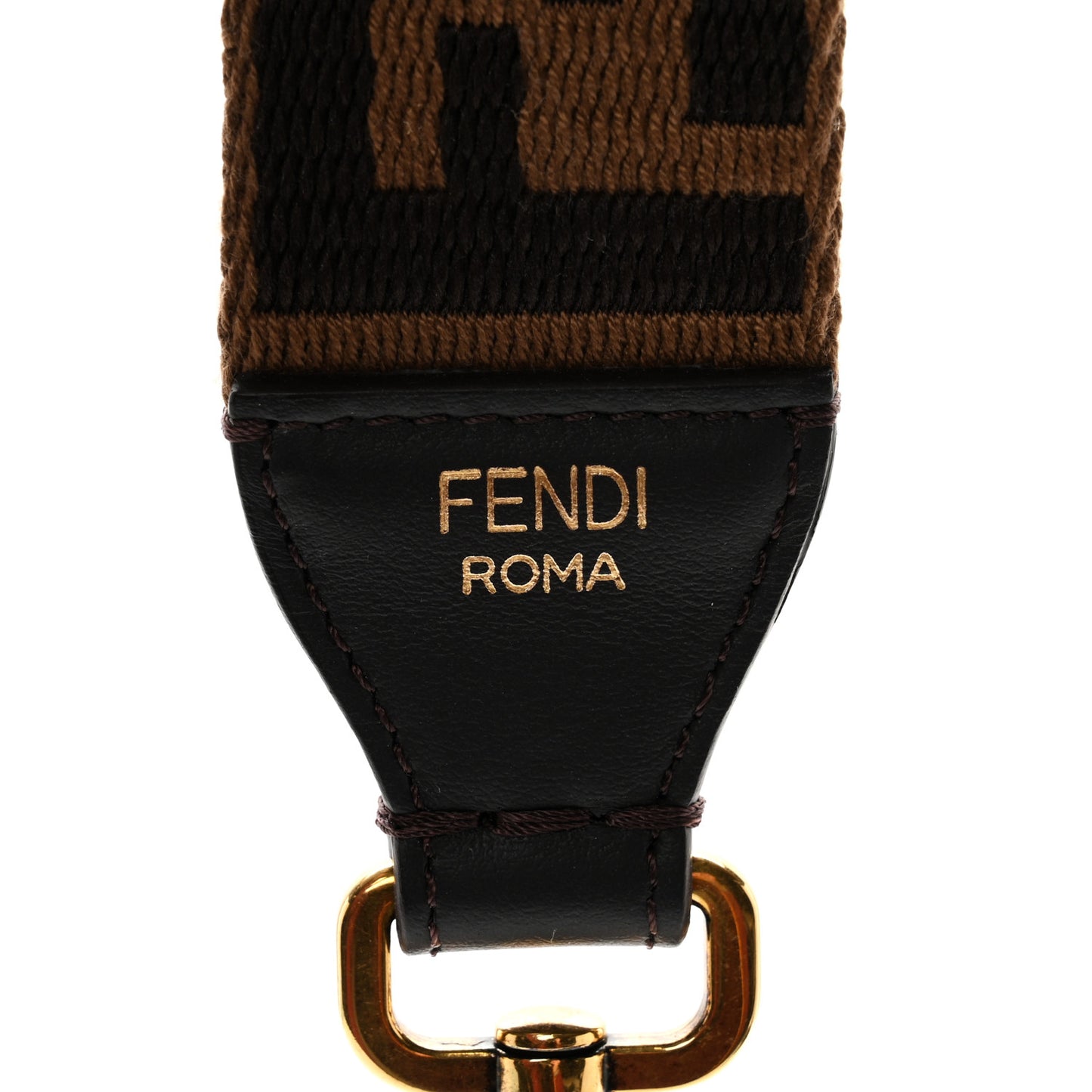 Ribbon Vitello Seta FF 1974 Adjustable Strap You Fango Marrone Black
