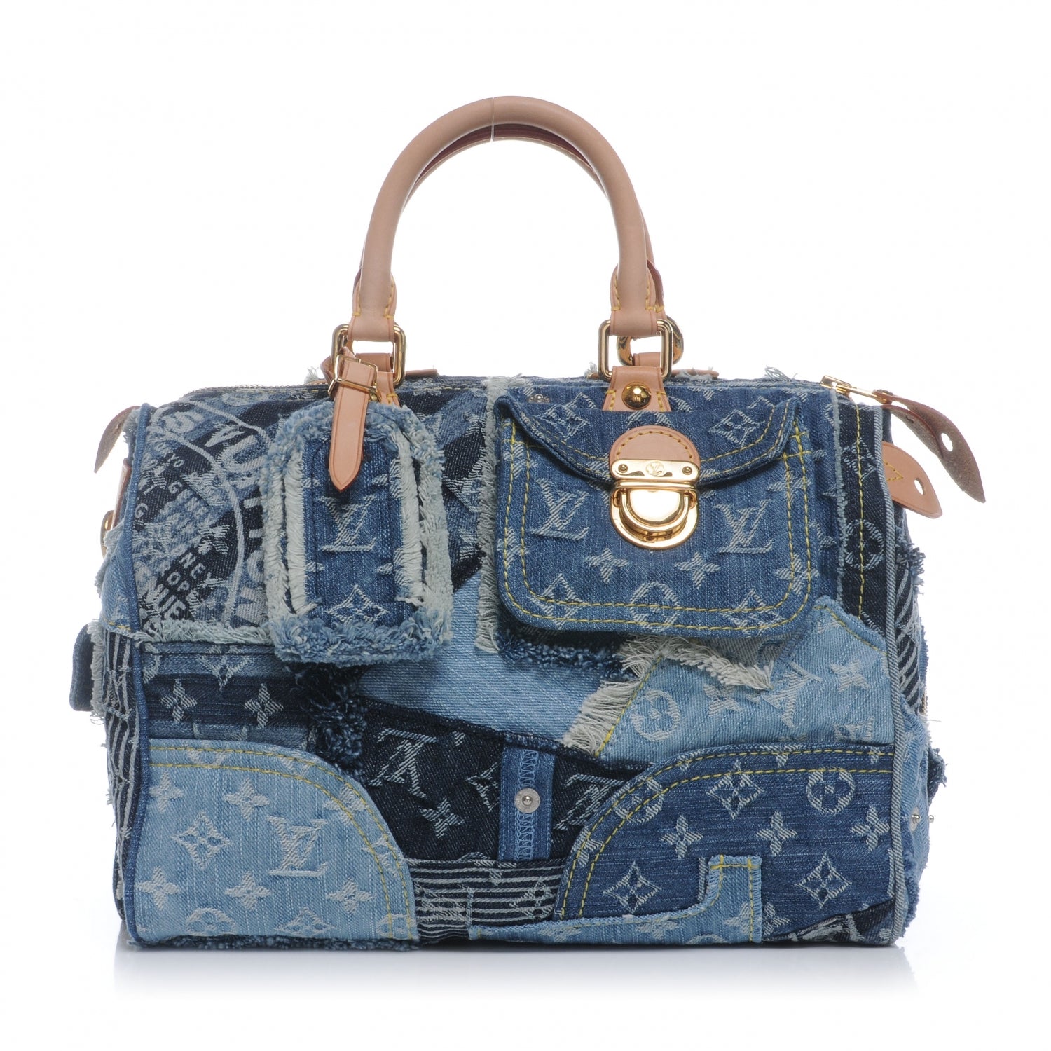 Louis Vuitton Denim Patchwork Speedy 30 Blue 1 of 7