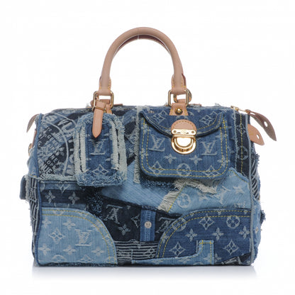 Louis Vuitton Denim Patchwork Speedy 30 Blue 1 of 7