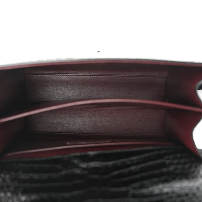 Saint Laurent Calfskin Crocodile Embossed Medium Classic Monogram Cassandra Top Handle Black Rouge Legion 5 of 11