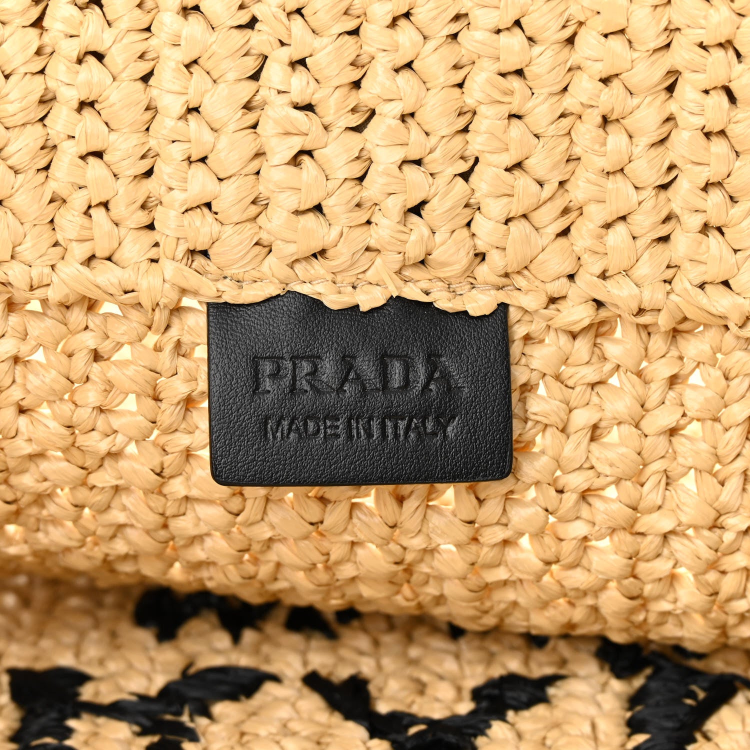 Prada Yarn Raffia Effect Crochet Embroidered Logo Tote Naturale 6 of 10
