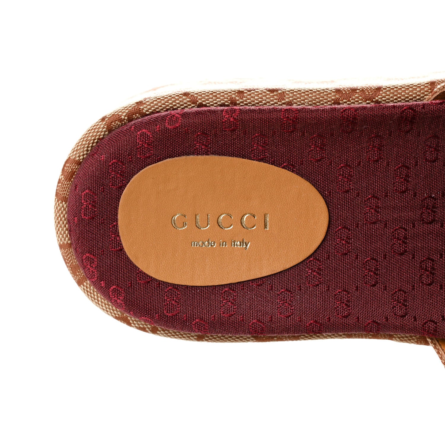 Gucci Canvas GG Monogram Angelina Platform Slide Sandals 37.5 Beige Ruggine 7 of 10
