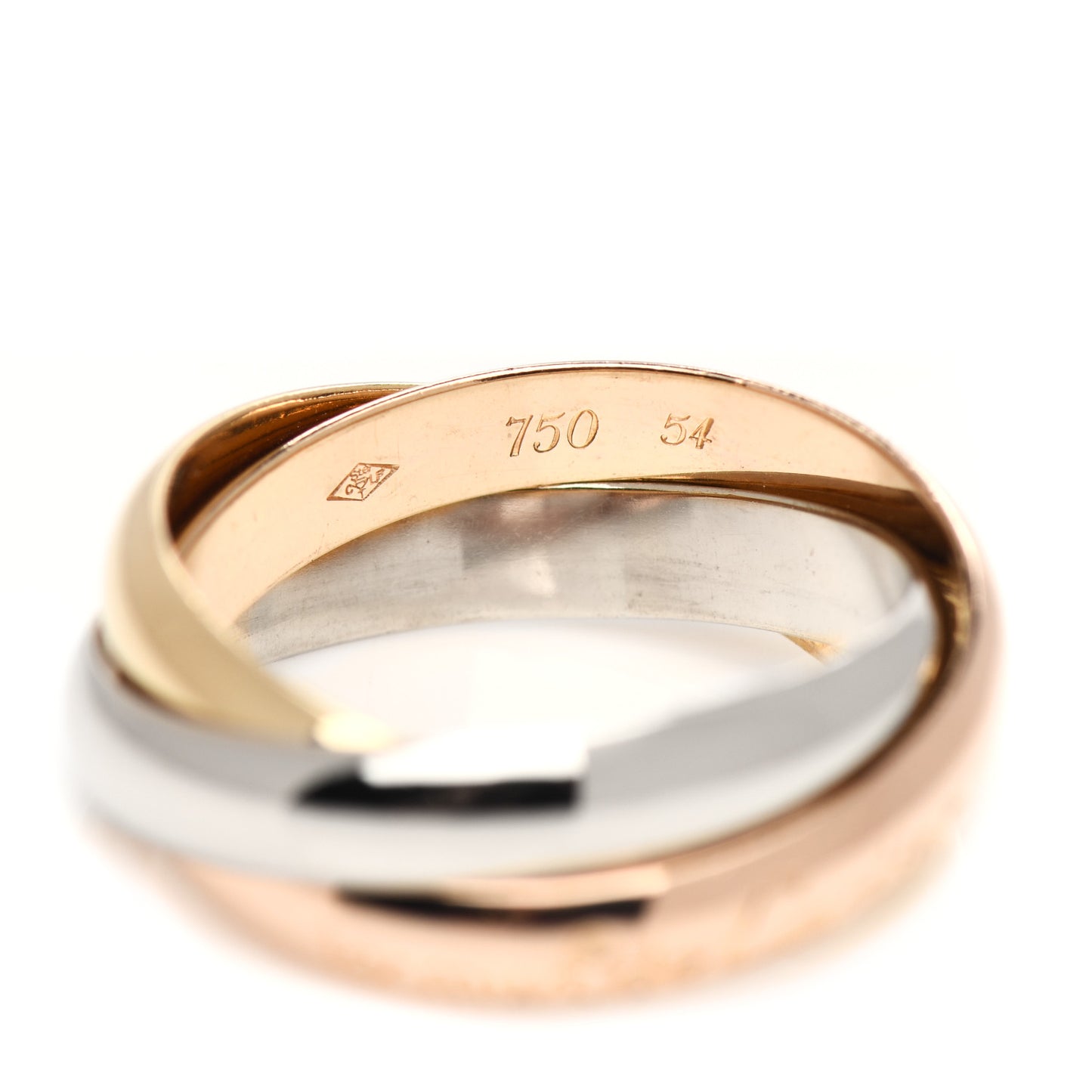 18K Pink Yellow White Gold Classic Les Must De Cartier Trinity Ring 54 6.75