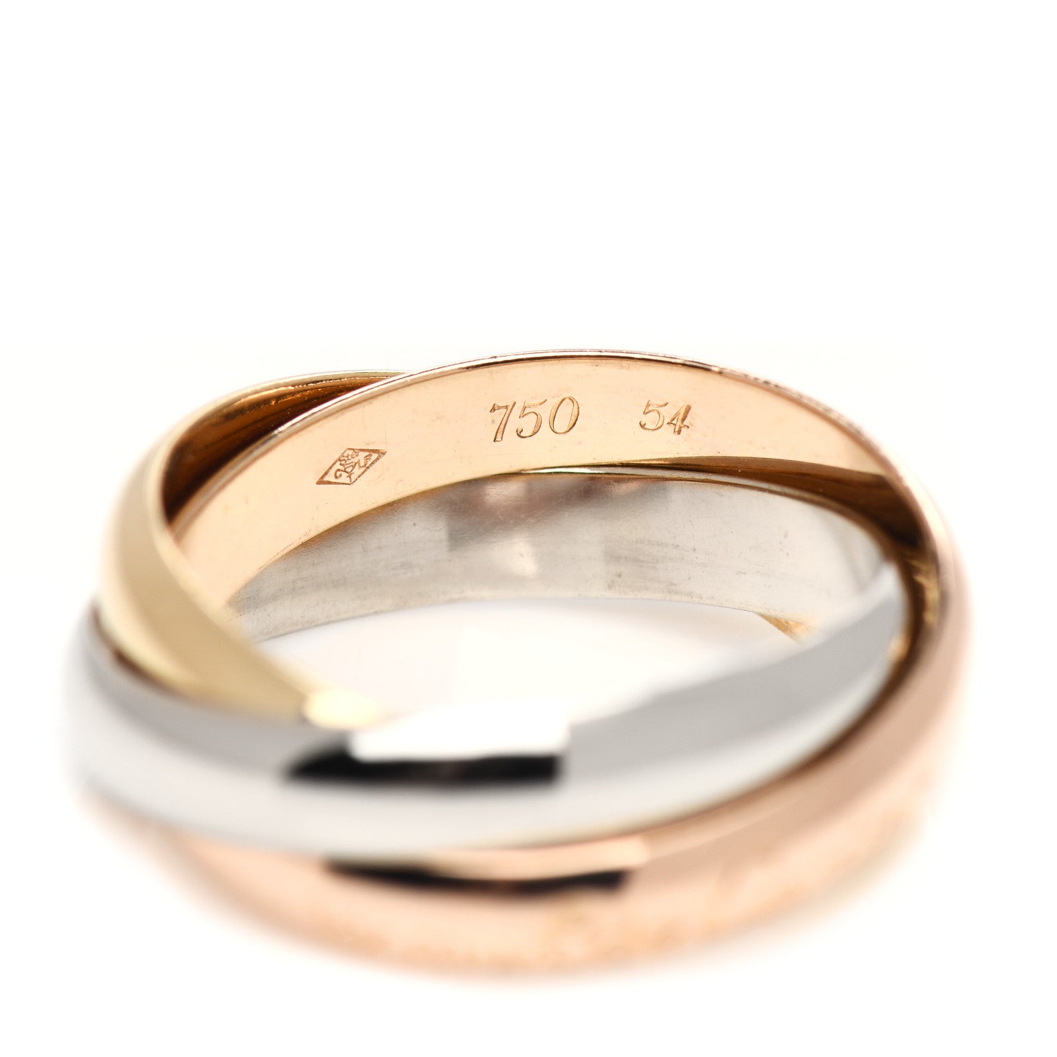Cartier 18K Pink Yellow White Gold Classic Les Must De Cartier Trinity Ring 54 6.75 4 of 5