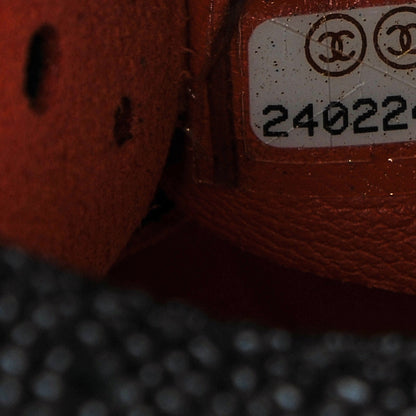 Chanel Caviar Perforated Drawstring CC Bag Black Orange 9 of 10