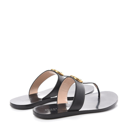Gucci Calfskin GG Marmont Thong Sandals 38.5 Black 4 of 7